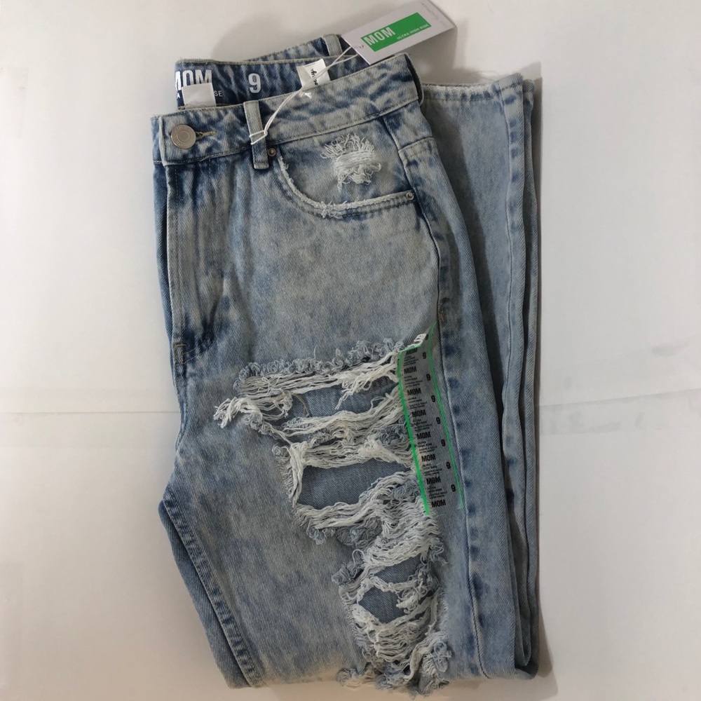 Distressed mom jeans
